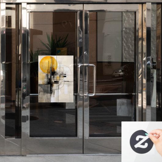 Sunburst in zwart en goud raamsticker (Kantoordeur)