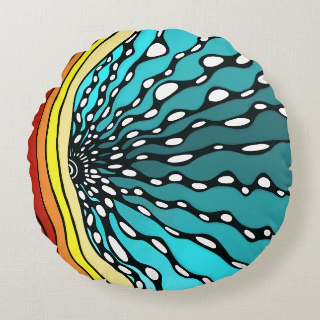 Sunburst kussen regenboog home decor art retro (Voorkant)