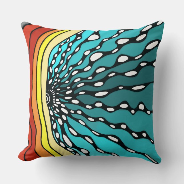 Sunburst kussen regenboog home decor art retro (Voorkant)