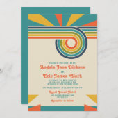 Sunburst Love '70s Retro-geïnspireerde bruiloft Kaart (Voorkant / Achterkant)