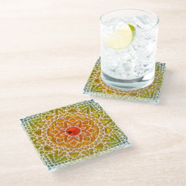 Sunburst Mandala Boho Glass Onderzetters