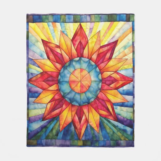 Sunburst Medallion Quilt Fleece Deken (Voorkant)