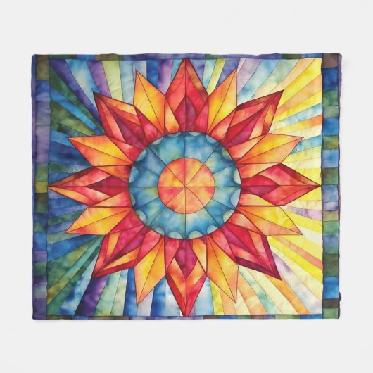 Sunburst Medallion Quilt Fleece Deken (Voorkant (Horizontaal))