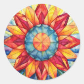Sunburst Medallion Quilt Ronde Sticker (Voorkant)