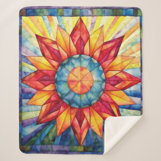 Sunburst Medallion Quilt Sherpa Deken