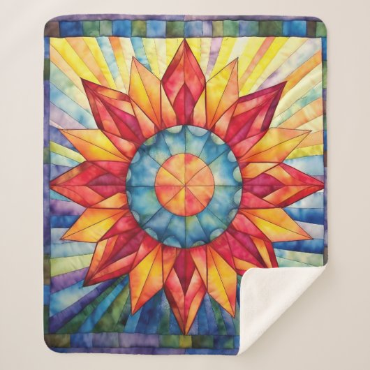 Sunburst Medallion Quilt Sherpa Deken (Voorkant)