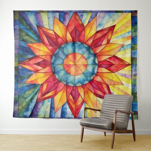 Sunburst Medallion Quilt Wandkleed (In Situ (horizontaal))
