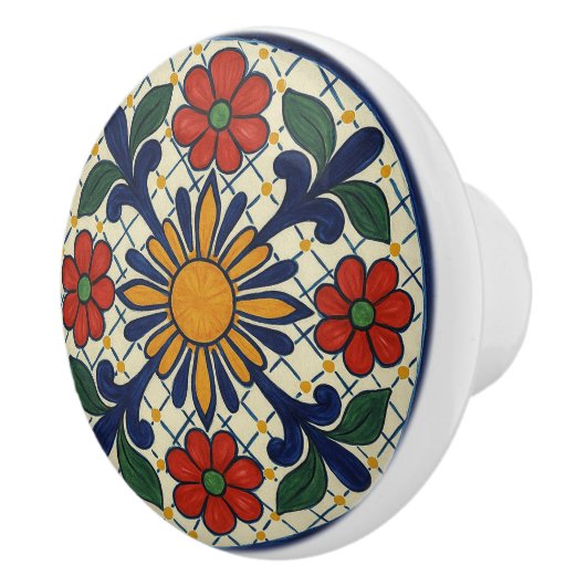 Sunburst Mexicaanse Talavera Floral Keramische Kno Keramische Knop (Rechts)