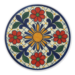 Sunburst Mexicaanse Talavera Floral Keramische Kno Knop