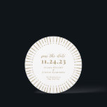 Sunburst Modern Save The Date<br><div class="desc">Met een handgetekend lijst voor uitbarsting door zonsondergang en in combinatie met elegant type,  is dit sparen de datumkaart een stijlvolle manier om je datum aan je geliefden mee te delen. Voeg extra informatie aan de rug toe.</div>