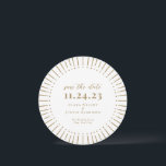 Sunburst Modern Save The Date<br><div class="desc">Met een handgetekend lijst voor uitbarsting door zonsondergang en in combinatie met elegant type,  is dit sparen de datumkaart een stijlvolle manier om je datum aan je geliefden mee te delen. Voeg extra informatie aan de rug toe.</div>