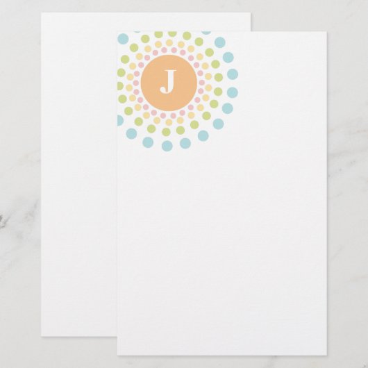 Sunburst Monogram Stationery Briefpapier (Voorkant / Achterkant)