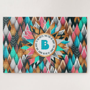 Sunburst Monogram Trendy Geometric Triangles Legpuzzel