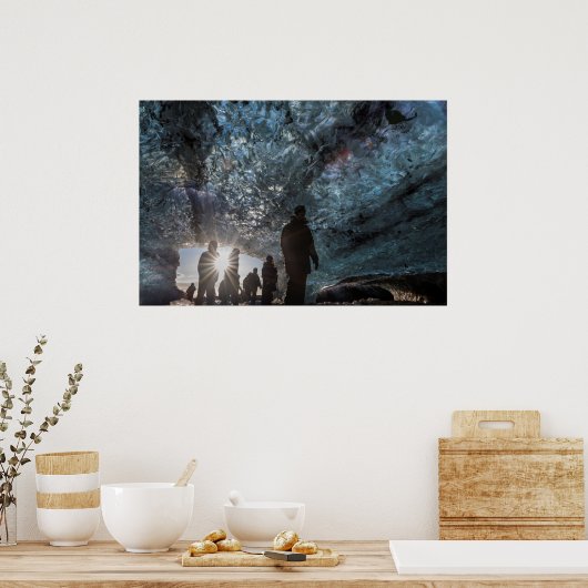 Sunburst on people in Ice Cave Poster (Keuken)