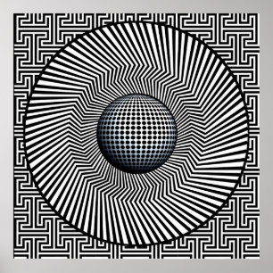 Sunburst Op Art Poster