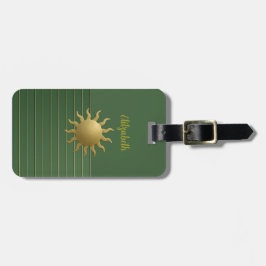 Sunburst op groen Bagagelabel
