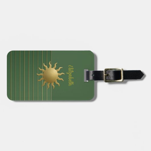 Sunburst op groen Bagagelabel (Voorkant horizontaal)