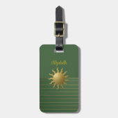 Sunburst op groen Bagagelabel (Voorkant verticaal)