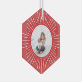 Sunburst Persoonlijke foto | Rood Glas Ornament (Voorkant Rechts)