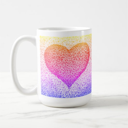 Sunburst Pointillism Heart Coffee Mok (Links)