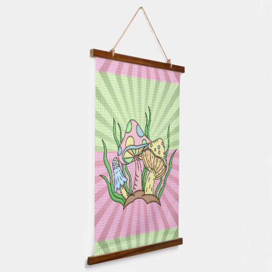 Sunburst Pop Art Retro-paddenstoelen Hangend Wandkleed (Gebogen)