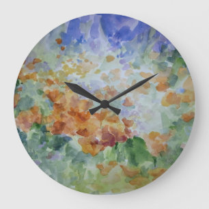 Sunburst Poppies Decorative Wall Clock Grote Klok