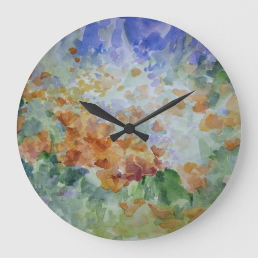 Sunburst Poppies Decorative Wall Clock Grote Klok (Voorkant)