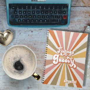 Sunburst Rainbow Retro Hippie 60s Feeling Groovy Notitieboek