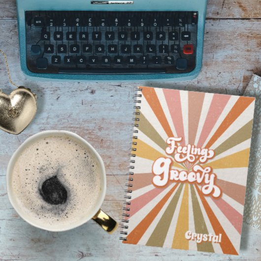 Sunburst Rainbow Retro Hippie 60s Feeling Groovy Notitieboek