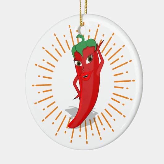 Sunburst Red Hot Pepper Diva Keramisch Ornament (Links)