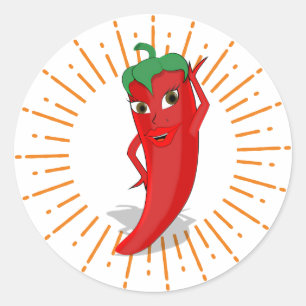 Sunburst Red Hot Pepper Diva Ronde Sticker