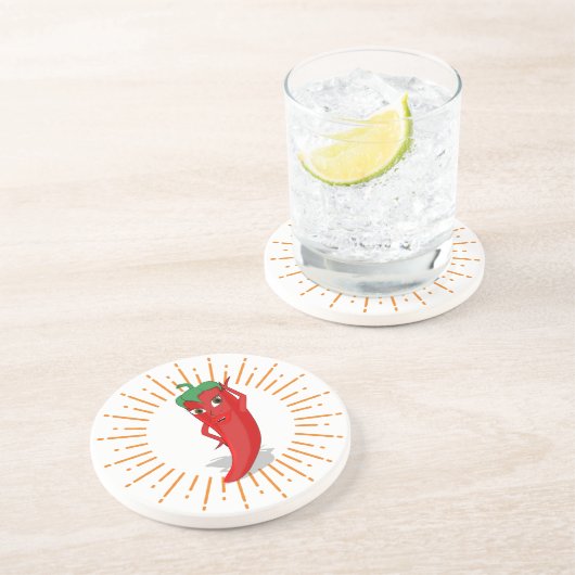 Sunburst Red Hot Pepper Diva Zandsteen Onderzetter (Zijkant)