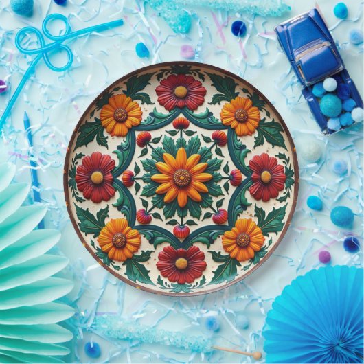 💀🎉Sunburst & Salsa Día de los Muertos Papieren Bordje (Feest)