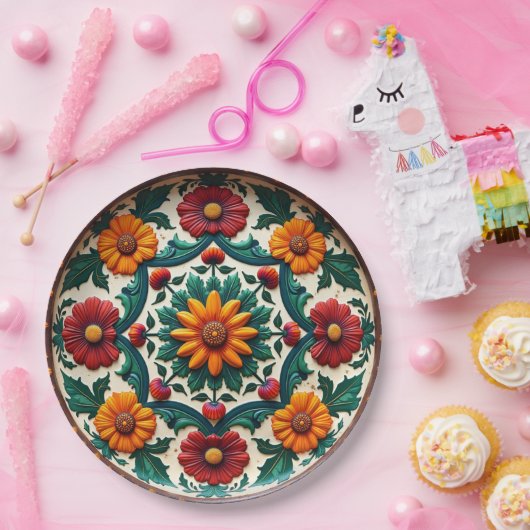 💀🎉Sunburst & Salsa Día de los Muertos Papieren Bordje (Feest)