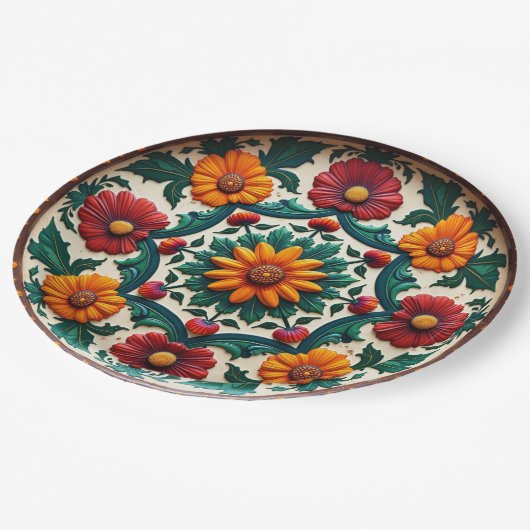 💀🎉Sunburst & Salsa Día de los Muertos Papieren Bordje (Gekanteld)