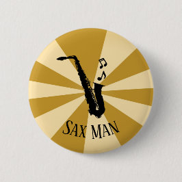 Sunburst Sax Man Cool Funny Music Saxofoon Ronde Button 5,7 Cm