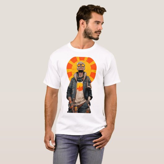 Sunburst Scout – Post-Apocalyptic Hero Portrait T-shirt (Voorkant volledig)