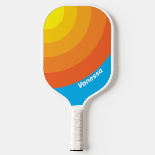 Sunburst Sea Circle Stripe with Name Pickleball Paddle (Achterkant)