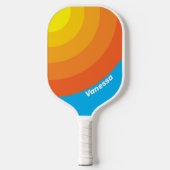 Sunburst Sea Circle Stripe with Name Pickleball Paddle (Voorkant)