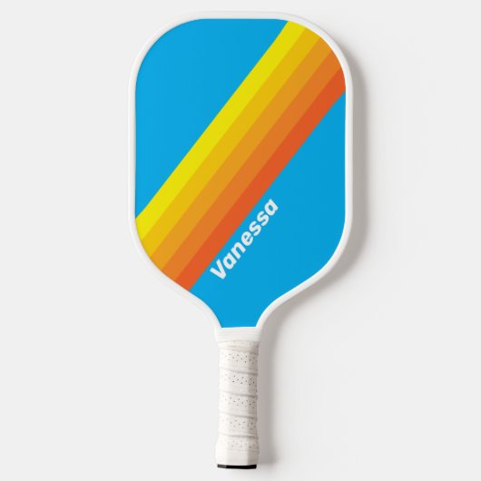 Sunburst Sea Stripes with Name Pickleball Paddle (Achterkant)