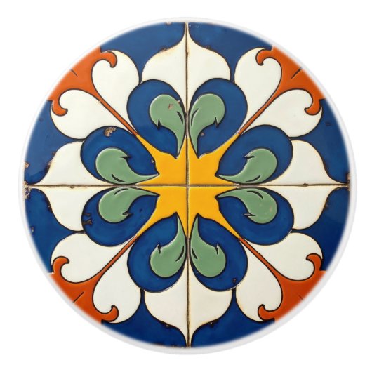 Sunburst Serenade Azulejo Keramische Knop (Voorkant)