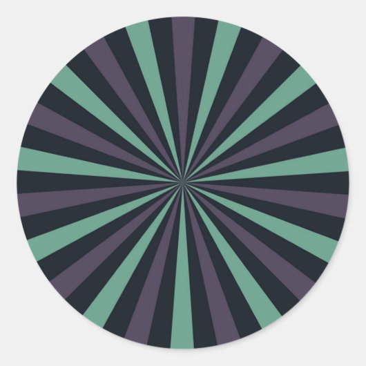 Sunburst Sticker: Retro Mid Century Modern Ronde Sticker (Voorkant)