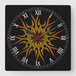 Sunburst Sun Rays Roman Numeral Clock Vierkante Klok