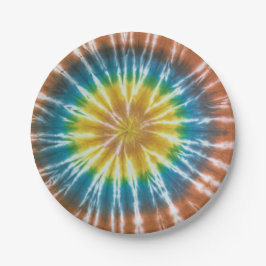 Sunburst Swirl: Retro Stropdas-Dye Paper Borden Papieren Bordje