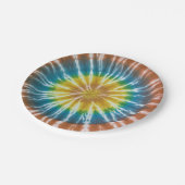 Sunburst Swirl: Retro Stropdas-Dye Paper Borden Papieren Bordje (Gekanteld)