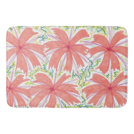 Sunburst Tropical Flower Pattern Bath Mat (Voorkant)