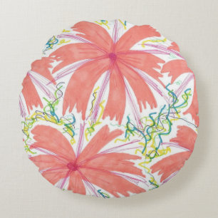 Sunburst Tropical Flower Pattern Rond Kussen