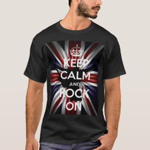 Sunburst UK Flag Keep Calm en Rock on T-shirt