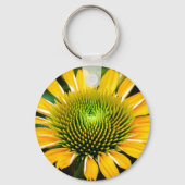 Sunburst Yellow Coneflower Button Sleutelhanger (Voorkant)