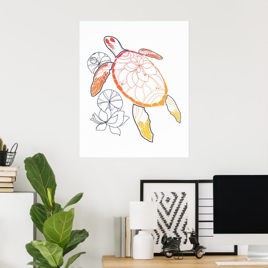 Sunburst Zee Turtle Poster (Thuiskantoor)